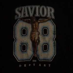 SHEIN Men’s Black Savior Graphic T-Shirt – Size Small